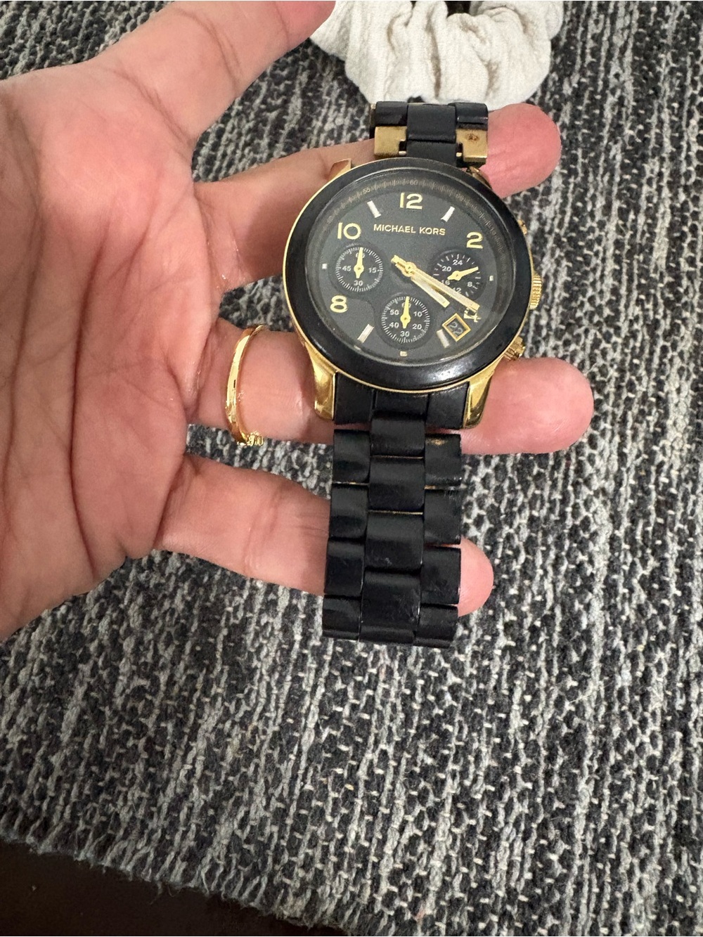 Michael Kors Black and Gold Chronograph Watch